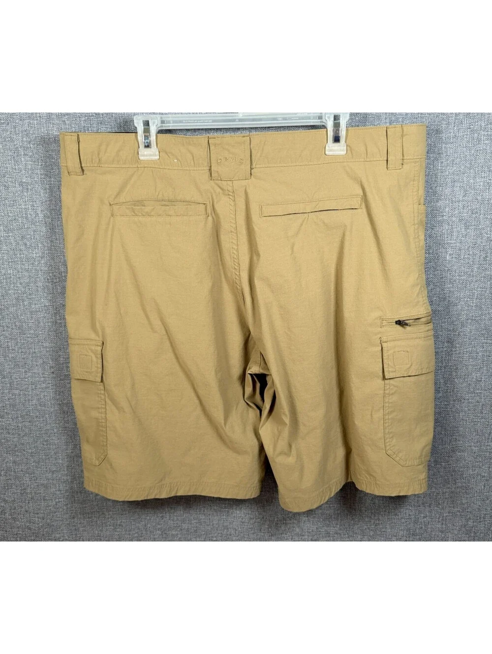 Orvis Mens Stretch Cargo Shorts Size 40 Khaki Nylon Hiking Fishing Outdoors